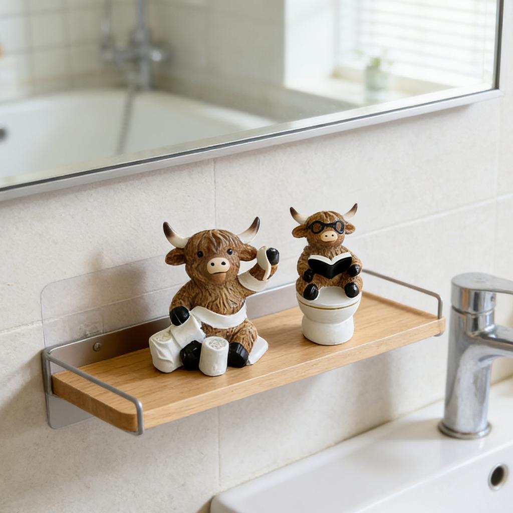 Cow Bathroom Decor,Cow Gifts For Women, Cow Figurine With Bathtub/Toilet/Tissue, Xmas Rustic Resin Ornaments For Kitchen Home Table Decoration