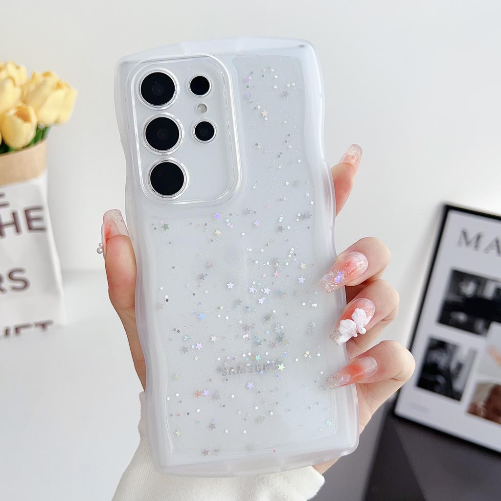 Suitable for Samsung S25 Ultra Mobile Phone Case A55 Drop Glitter Powder S24FE Wavy Pattern A35 Protective Case