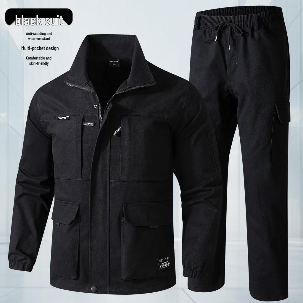 Men's Spring & Autumn Workwear Set: Anti-scald, Welding, Auto Repair, Pure Cotton, Outdoor Casual Labor Protection Clothing