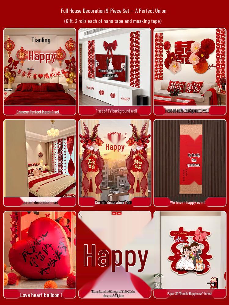 Complete Wedding Room Decoration Set: Bride & Groom's Bedroom Decor Essentials