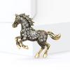 Yousheng Vintage Rhinestone Horse Brooch Alloy Running Horse Lapel Pin Sweater Cardigan Coat Business Suit Decoration Men Women Clothing Accessories
