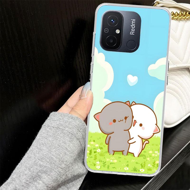 Cute Peach Goma Cat Case for Xiaomi Redmi 14C 13C 13 12C 12 10C 10 10A Phone Cover 9C 9 9A 9T 8 8A 7 7A 6 6A K70 K40 K20 Pro