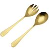 Spoon Long Cutlery For Salad Fork Spoon Set 2 Pieces Gold
