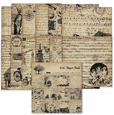 Scrapbook Paper Pad 6x6,Single-Sided Vintage Scrapbooking DIY Decorative Cardmaking Supplies,12pcs Junk Journaling Craft Paper