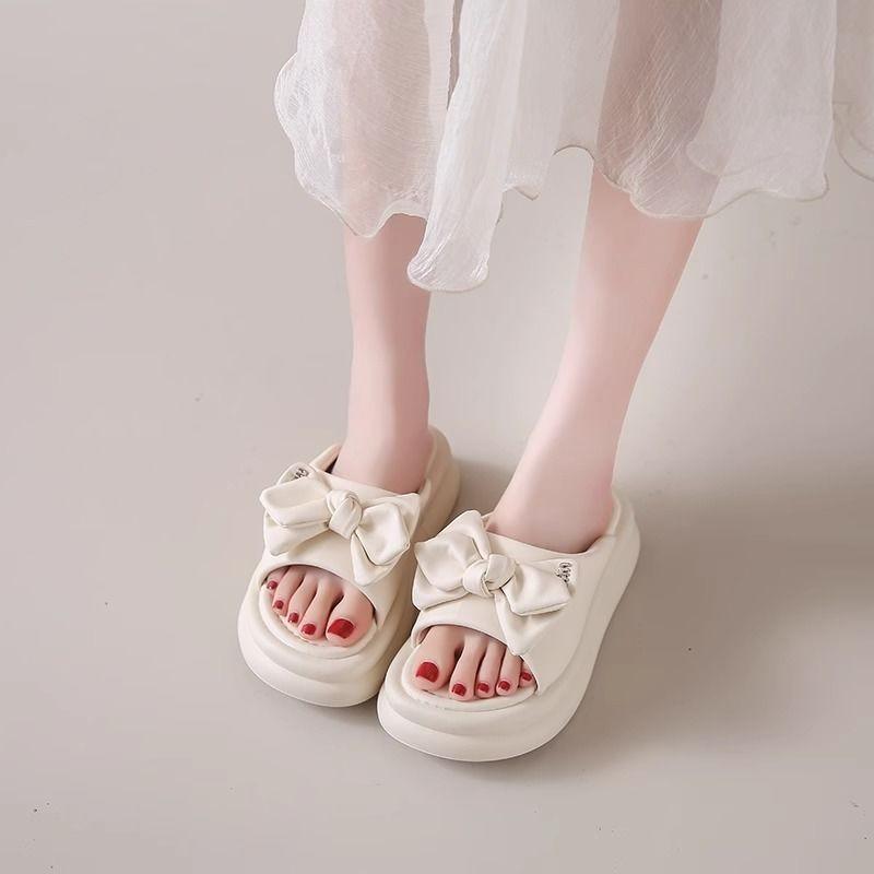 Bow High-heeled Slippers Women's Summer Wear New Fashion Heightening Platform Sandals Women's Shoes