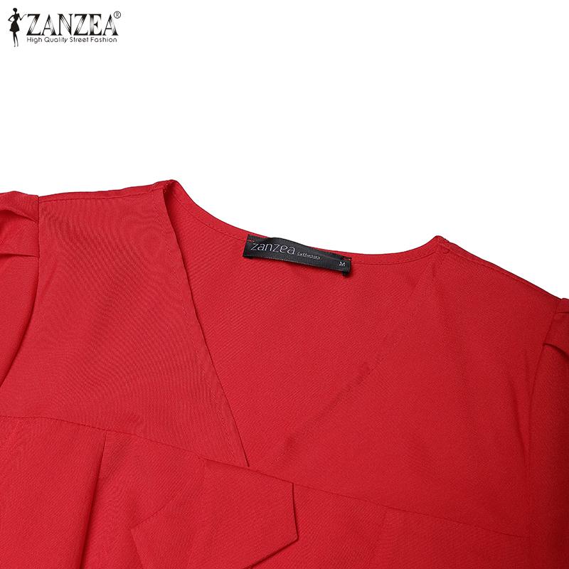 ZANZEA Women Summer V-Neck Casual Short Sleeve Dress