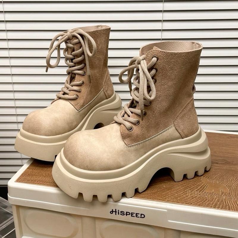 Platform Women's Ankle Boots High Heels Fashion Winter Shoes  Designer Lace Up Sport Sneakers New Motorcycle Mujer De Botas