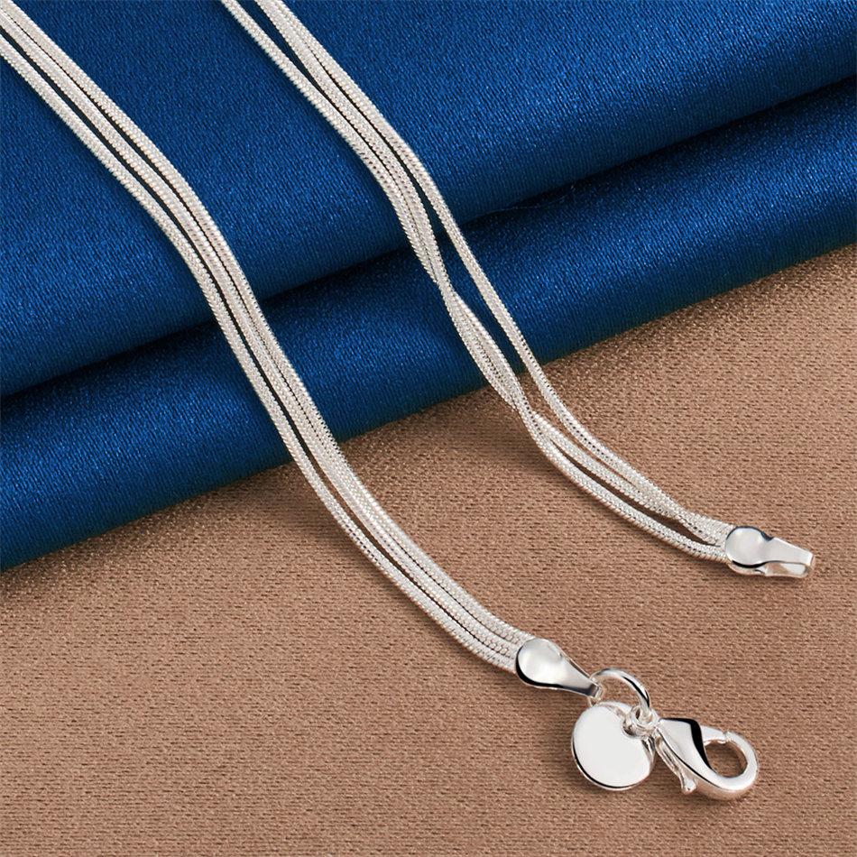 925 Sterling Silver Exquisite Frosted Glossy Beaded Necklace Women Fashion Party Favor Wedding Jewelry
