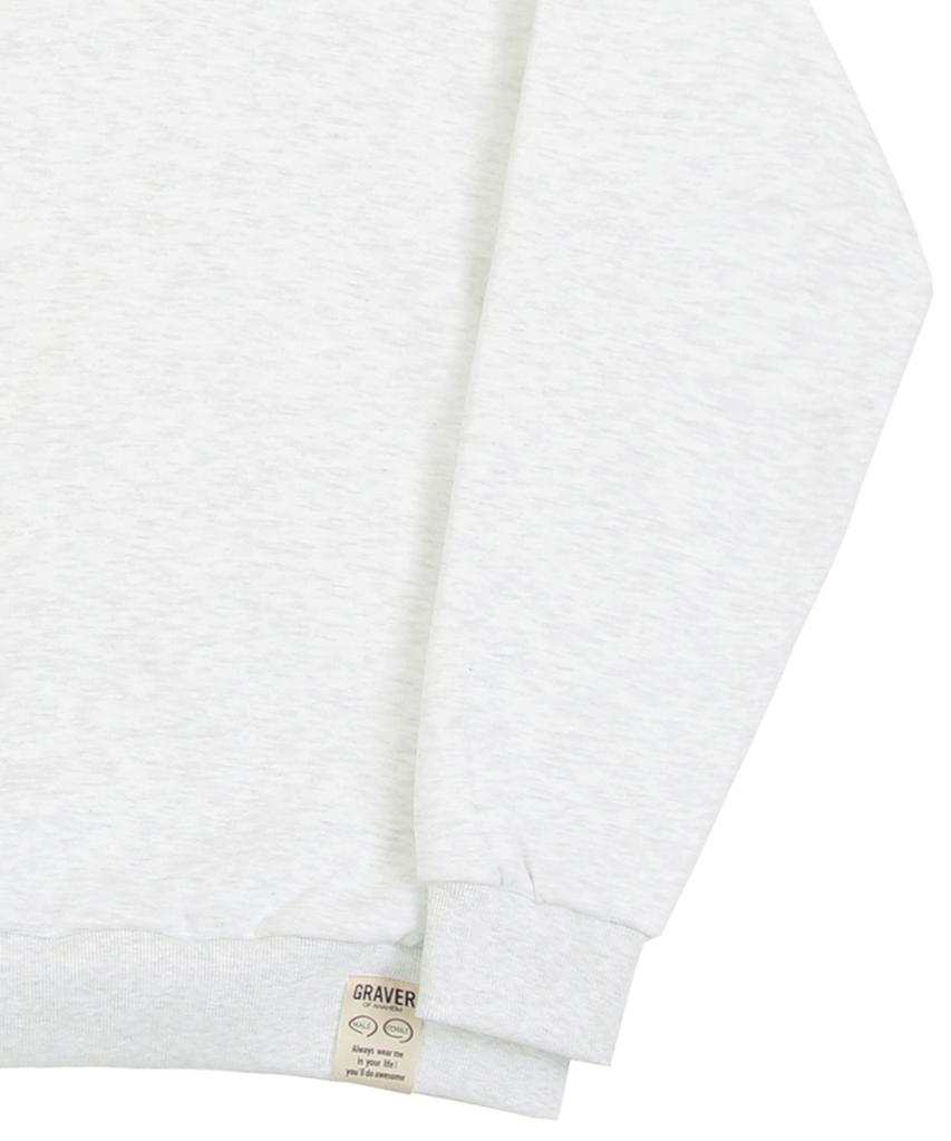 GRAVER [Unisex] Tattoo Dog Embroidered Perito Sweatshirt_Melange White