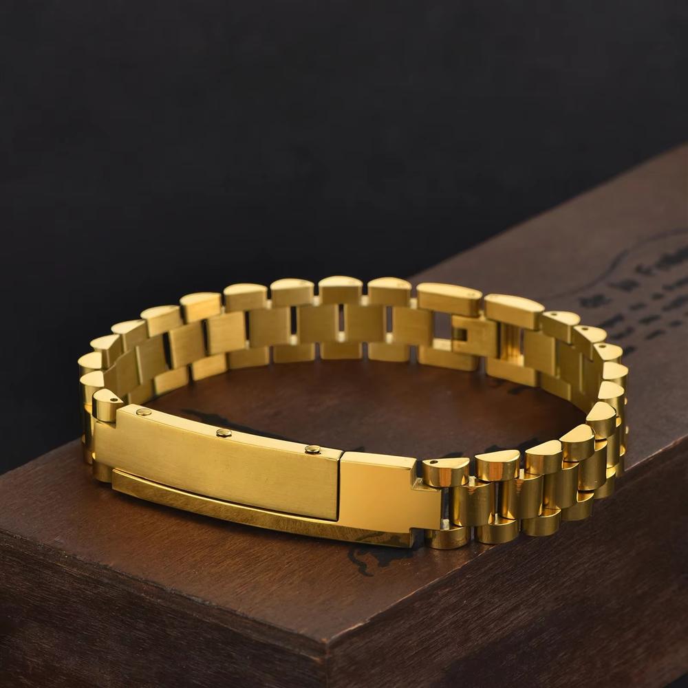 Bracciale a Catena in Acciaio Inossidabile 316L Placcato Oro Impermeabile Logo Personalizzato Regalo da Uomo Gioielli alla Moda