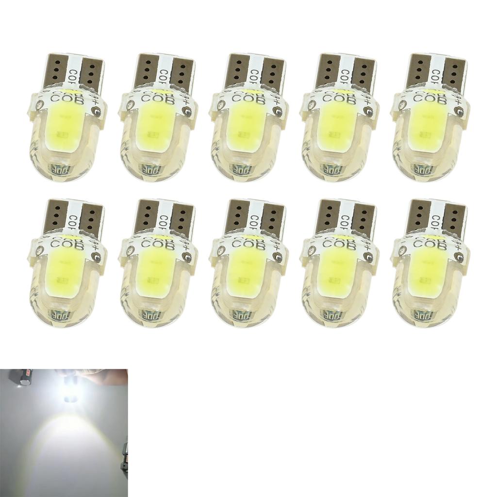 10Pcs 4-Core T10 COB Crystal Silicone Short W5W Diffuse High Brightness Wide Light,Interior Position Light License Plate Light