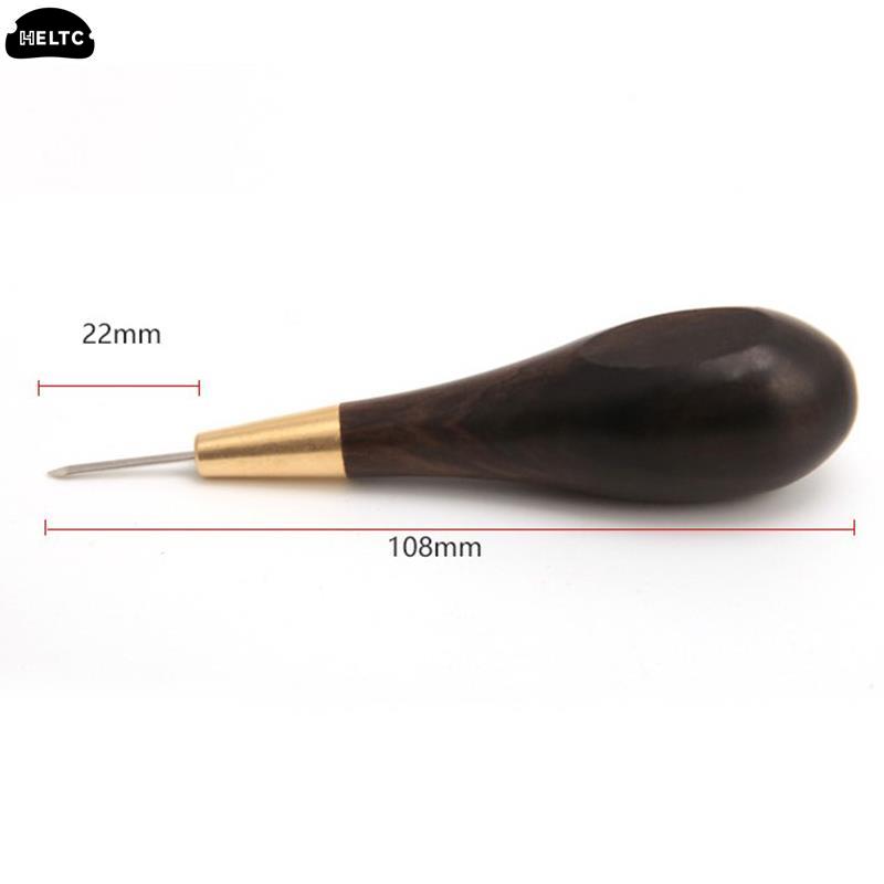 High 1pc Leather Stitching Awl Diamond Shape Ebony Blackwood & Brass Craft Tool Hand Sewing Awl DIY Stitcher Taper  Sewing Tool
