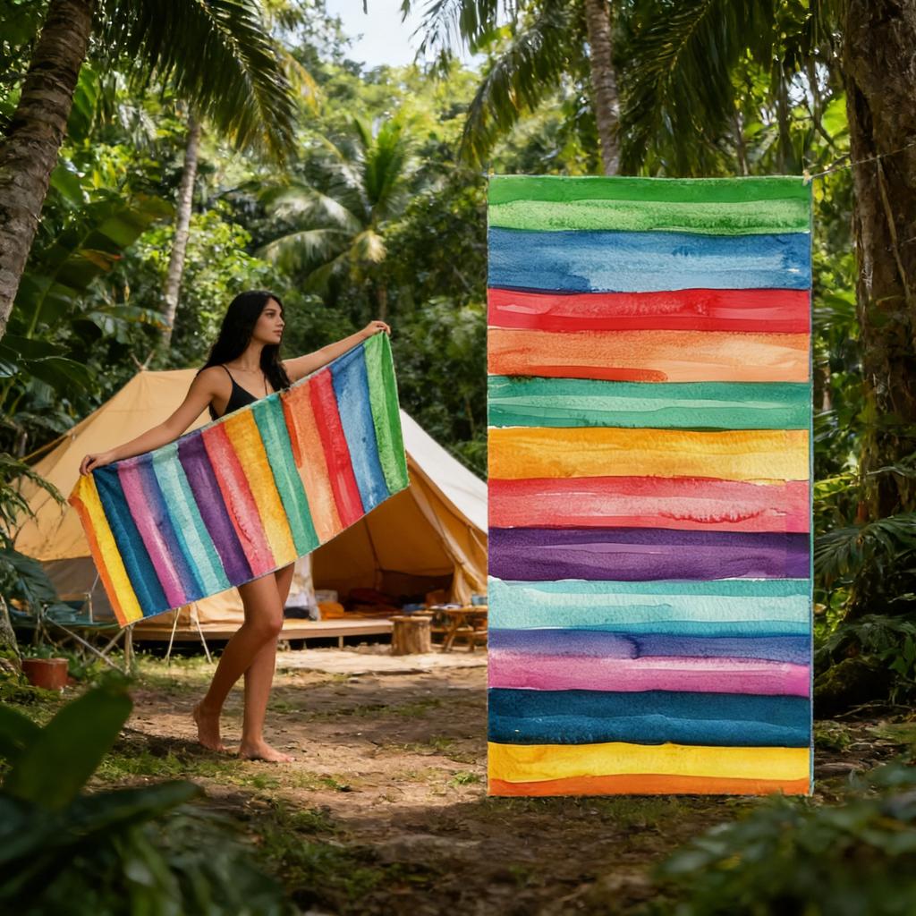 Tropical Sunset Lightweight Beach Bath Towel Soft Skin Friendly Quick Dry for Swimming Camping Pool Travel