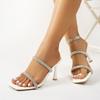 Women's Modern Shoes 2024 Summer New PU Crystal Rhinestone Gold Thin Heels Outside Fashion Party Women's Sandals