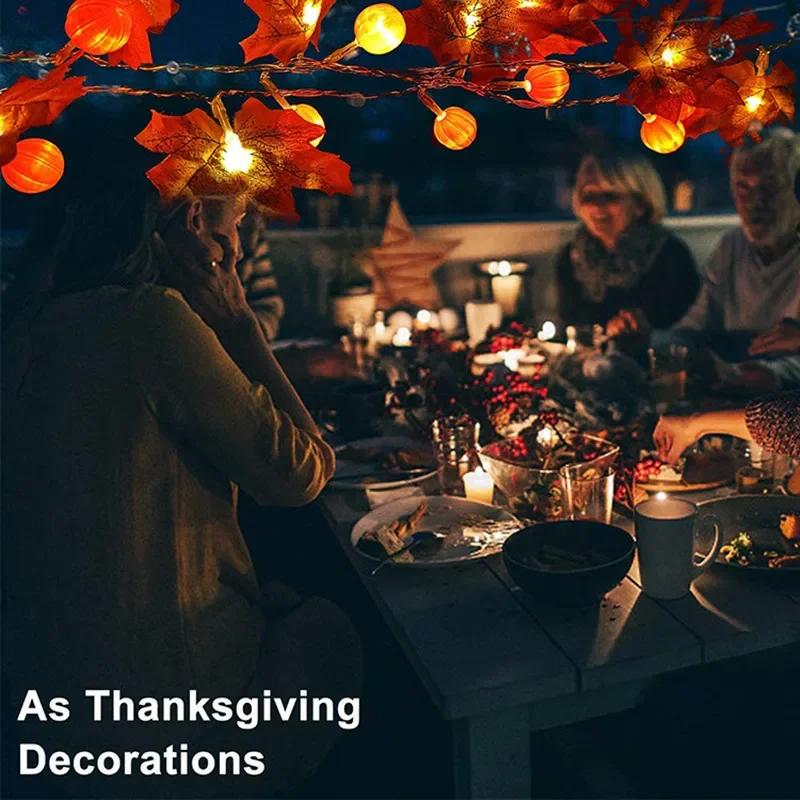 LED Halloween Light String Battery Powered Maple Pumpkin Fairy Garland Garden Bedroom Living Room Festive Party Decoration Light