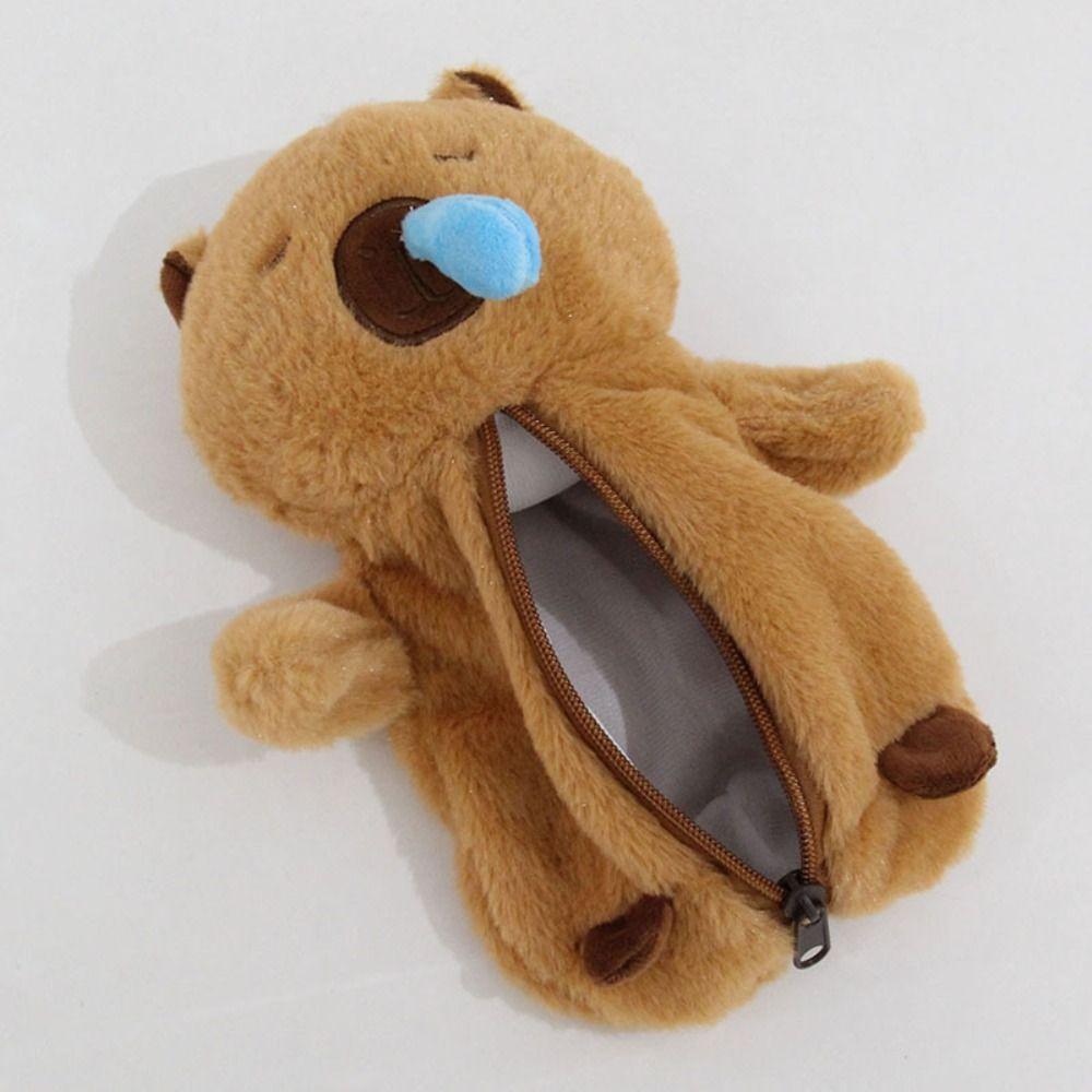 Large Capacity Cartoon Capybara Plush Doll Animal Doll Capibara Plush Pencil Pouch  School