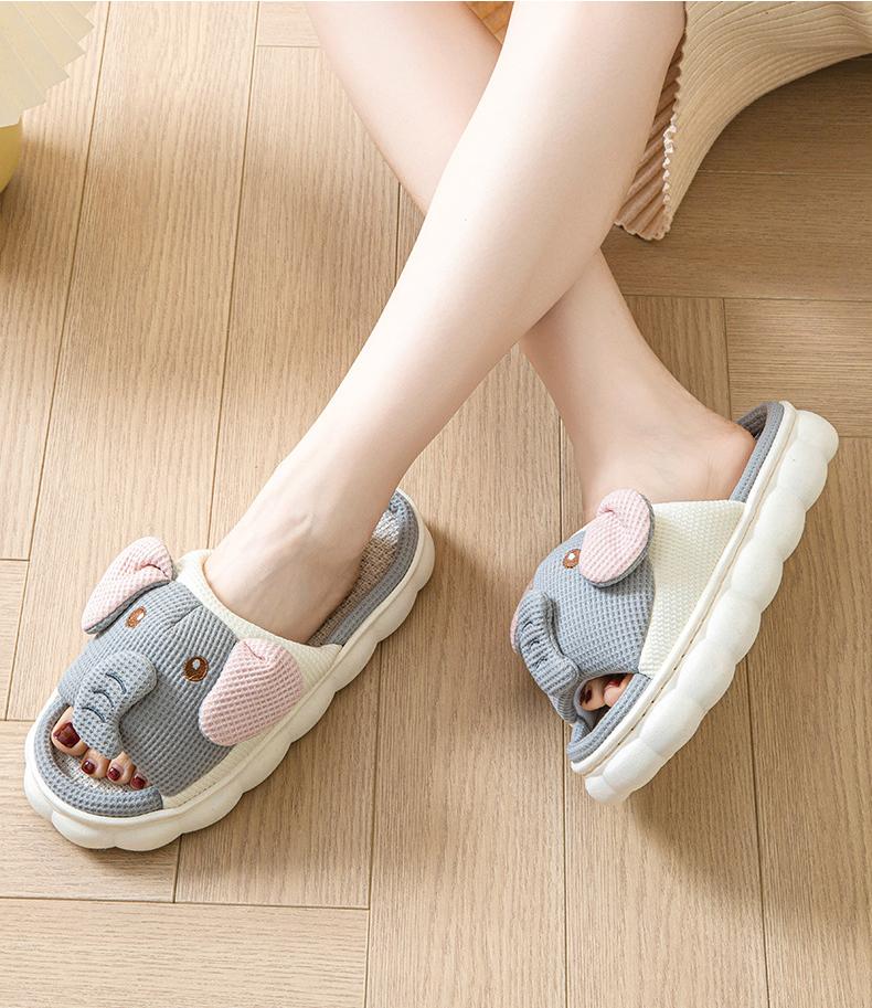 Fashion Elephant Casual Women's Slippers Home Luxury Designer Woman Shoes Flat Spring Fashion Hemp Casual Slides Indoor Elegant Footwear
