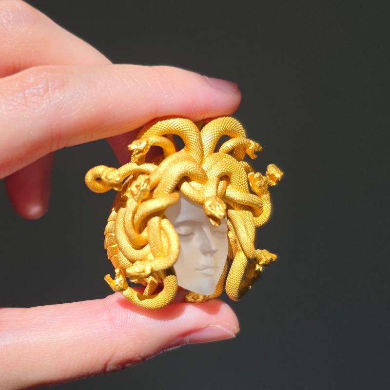 1Pcs Gold Adjustable Open Band Handmade Vintage Punk  Jewelry Accessory Unisex Gothic Greek Queen Snake Ring