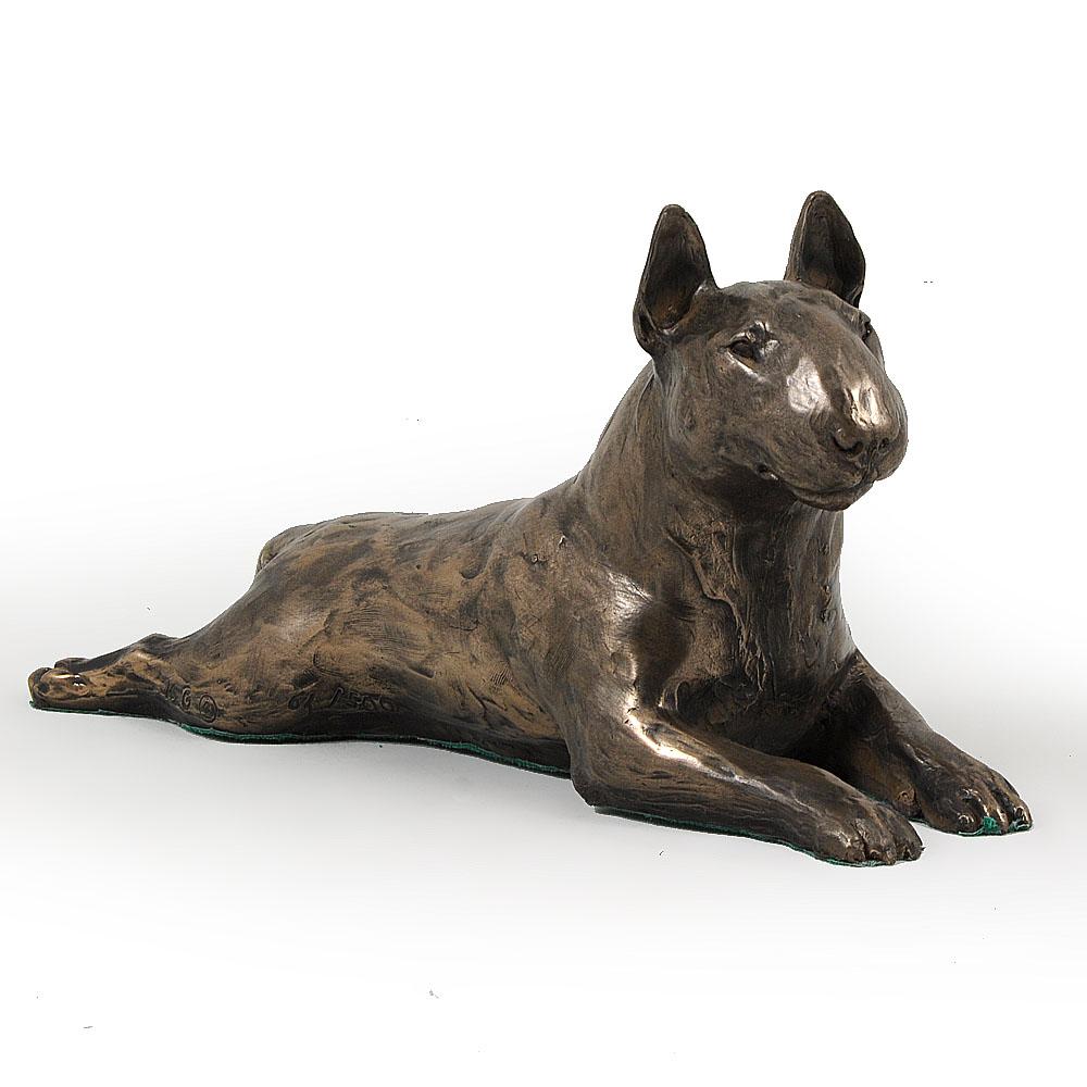 Bull Terrier, Bully IV - Dog Figurine, Statue On White Marble, Trophy for Art-Dog Dog Show Exhibition