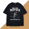 Hold On Partner Im Overstimulated TShirt Raccoon Meme Unhinged Weirdcore T Shirt Gen Z Funny Graphic T Shirts Cotton Clothing