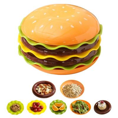 Hamburger-Teller-Set Stapelbares Hamburger-Teller-Set Burger 6 Schichten Mini-Essteller Haushalts-Essteller Tischdekoration