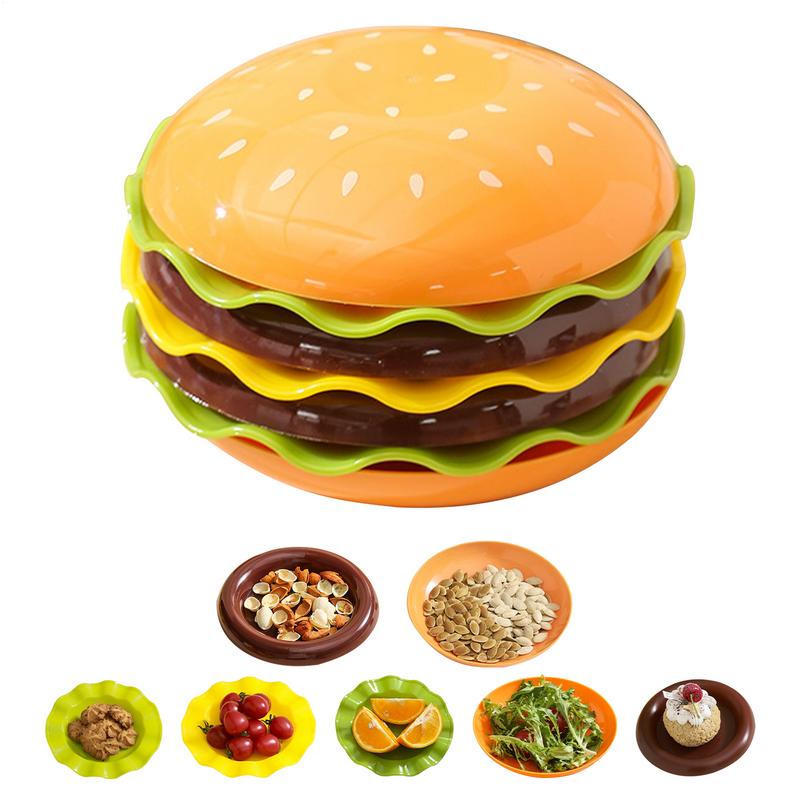 Hamburger Plate Set Stackable Hamburger Plate Set Burger 6 Layers Mini Dinner Plate Home Dining Plate Table Decoration