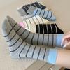 Women's Autumn and Winter Color-blocking Striped Mid-calf Socks, Versatile Color-blocking Long Calf Socks, Boneless Pile Socks for Women