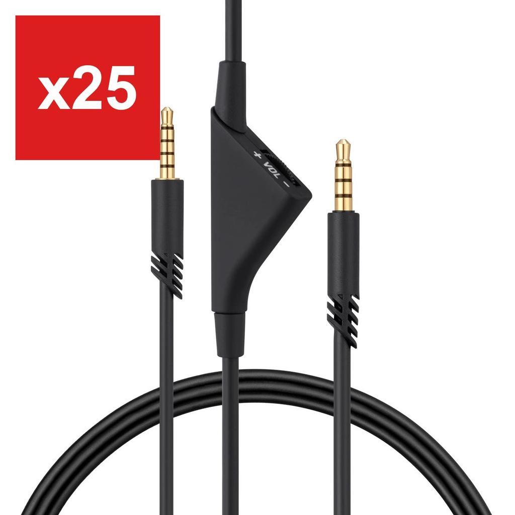 Replacement Earphone Cable by Kwmobile for Logitech Astro A50/A40TR/A40/A30/A10, 200cm with Volume Control, 3.5mm Jack, Black