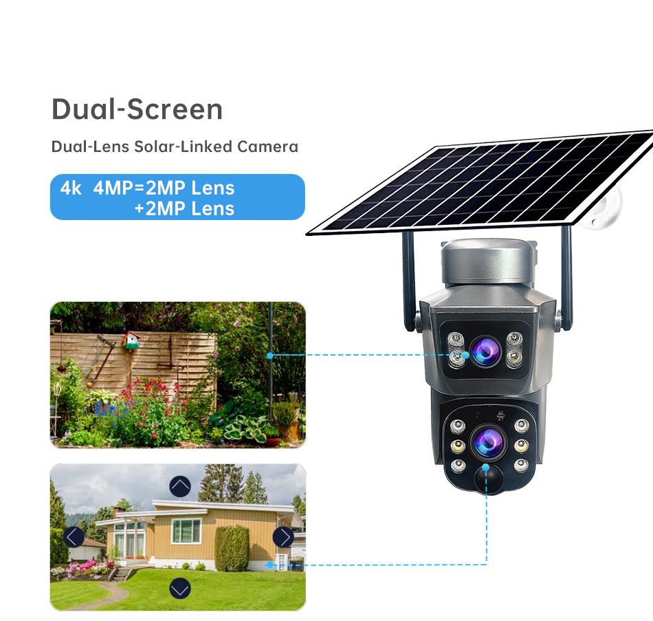 V380 Outdoor 360° Solar-Powered HD Wireless 4G Security Camera Binocular