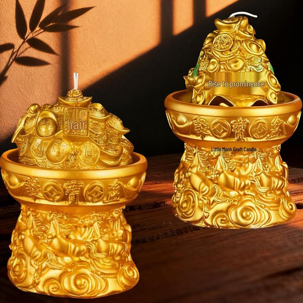 Treasure Bowl Wealth-Attracting Candle for Home and Temple