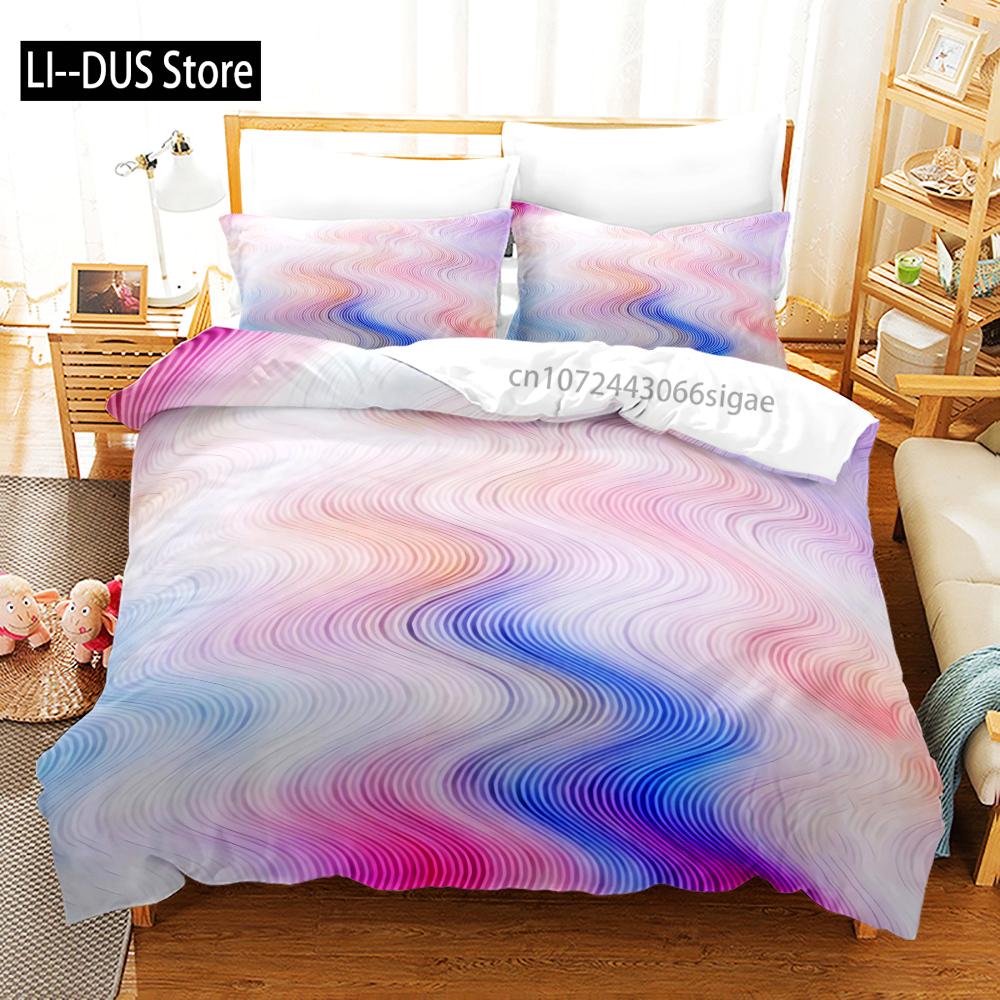 Queen King Full Size Luxury Bedding Set With Duvet Cover Bed Colorful Gradient Pattern For Ethnic Abstract Art Fashion Polyester