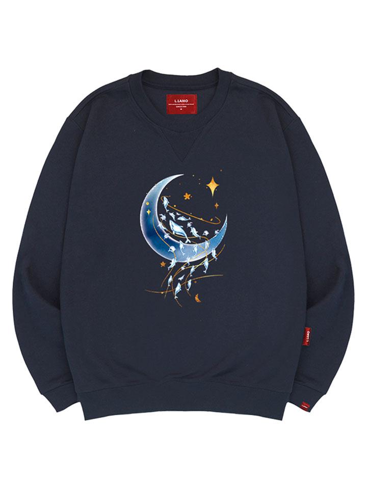 Ellamo Moonlight Dolphin Sweatshirt Unisex Plus Size S~4Xl (Type B)