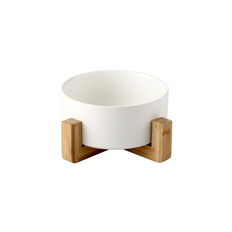 Ceramic Cat Bowl Dog Feeding Bowls Pet Feeder with Wood Stand For Cats Puppy Food Water Storage Feeding Accessories Pet Supplies