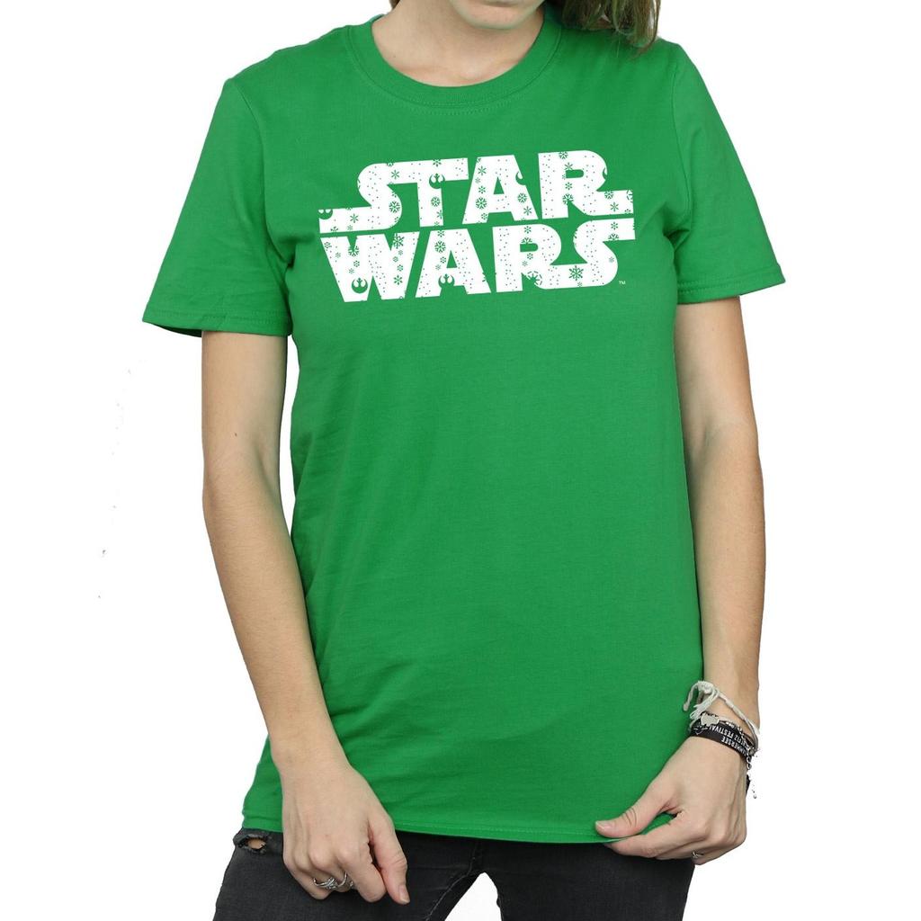 Star Wars Womens/Ladies Christmas Logo Cotton Boyfriend T-Shirt