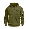 Men's Cargo Zip-Up Hoodie Jacket - Multi-Pocket Zip Hooded Athletic Top