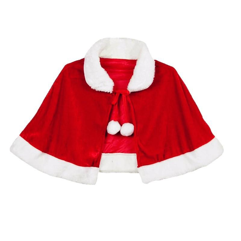 Girls Christmas Cape Velvet Cloak With Plush Trim Ties Holiday Party Cosplay