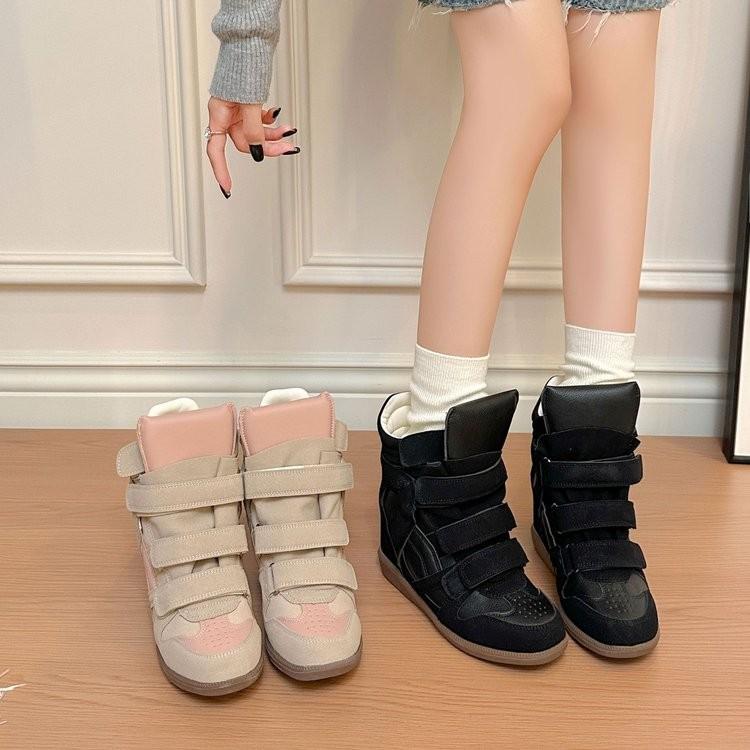 Pantofi înalți sport casual retro versatili, bloc de culoare, cu înălțime invizibilă, pentru femei