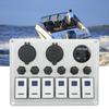 6 Gang On Off Rocker Switch Panel Waterproof Toggle Switch Panel with 2 Blue LED for Car RV UTV