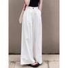 Women's White Wide-Leg Denim Pants: Slimming Drape for Spring/Autumn, Pear-Shaped Fit, Loose, Thin Style, Casual Elegance.