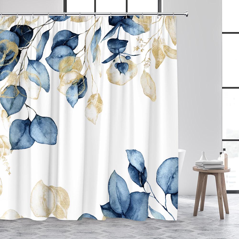 Tropical Plant Leaves Shower Curtain Hummingbird Palm Leaf Monstera Butterfly Watercolour Art Fabric Home Decor Bathroom Curta