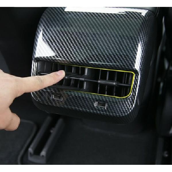 Rear Air Vent Outlet Armrest Carbon Fiber Cover Trim For Tesla Model Y -