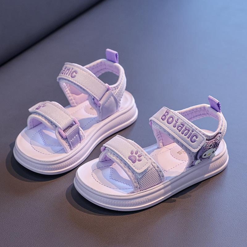 

Children s open-toe beach shoes2026Summer new style sandals for older children, boys and girls, cute cat design with Velcro closure 26Inner Length15.6cm фиолетовый
