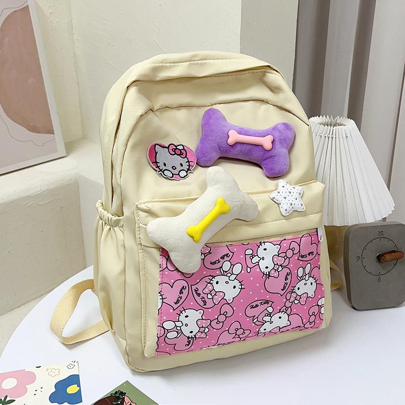 Schoolbag New Niche Cute Cartoon KT Cat Bone Backpack Small Fresh Student Schoolbag Casual Large Capacity Backpack