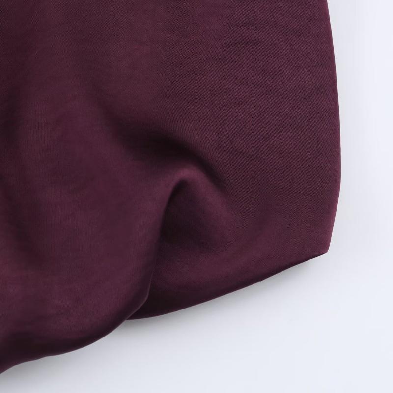 European American 2025 Winter Fashion Casual Silk Satin Balloon Fit Shirt