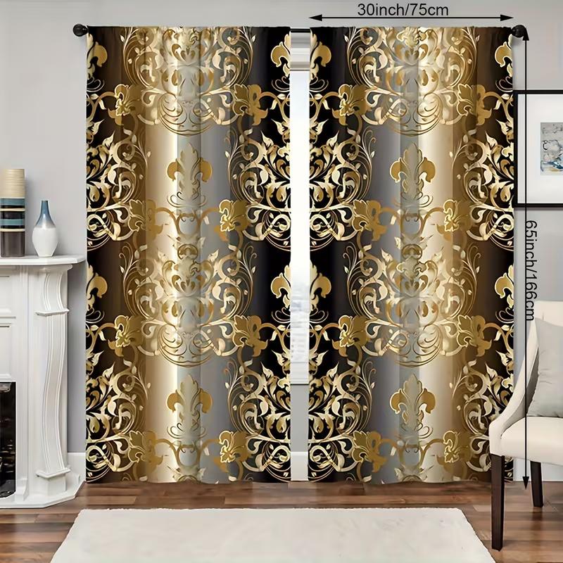 

2 шт. штор с золотым принтом короны, подходящих для украшения спальни, гостиной, кухни, домашнего декора, украшения окна 100*130 HOOK 1pcs