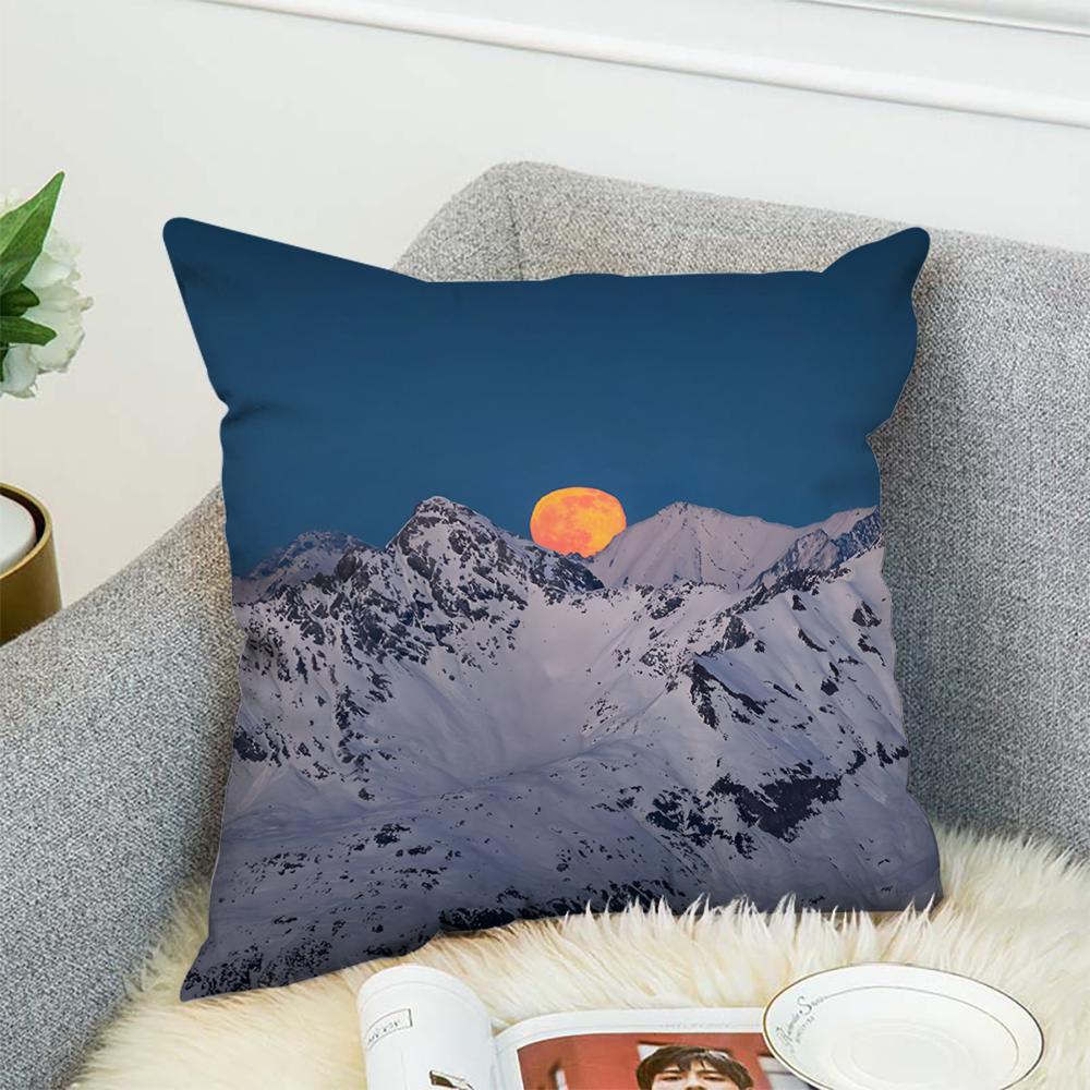Mountain Natural Ins Nordic Pillow Case For Car Sofa Decorative Home Double-sided Print Plush Square Throw Pillow Cushion Cover