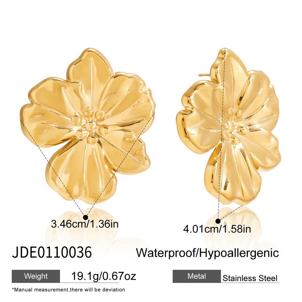 Youthway Elegant Flower Imitation Pearl Stud Earrings For Women 18K Gold Plated Stainless Steel Earrings Fashion Jewelry Gift