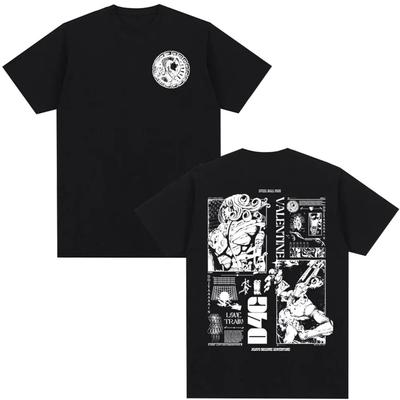 Anime Jojo Bizarre Adventure STEEL BALL RUN Valentine T Shirts Men's Casual Cotton Short Sleeves Oversized Y2K Tees Streetwear