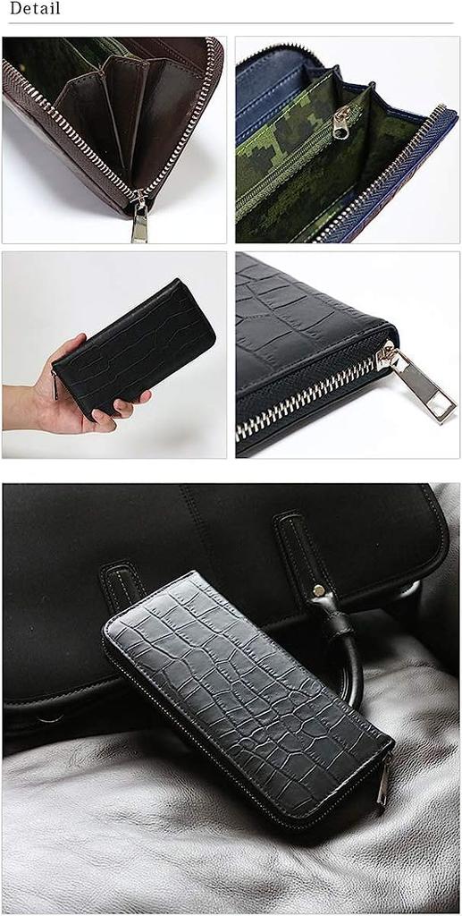 Brown crocodile-embossed wallet for men and women, made from a single piece of genuine alligator leather. Features include a round zipper closure,