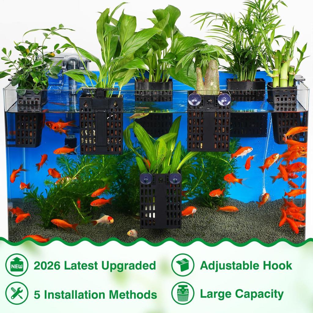 Fish Tank Plant Holder Adjustable Height Cultivation Cups Aquarium Plant Basket With Extendable Hook And Suction Cup For Fish